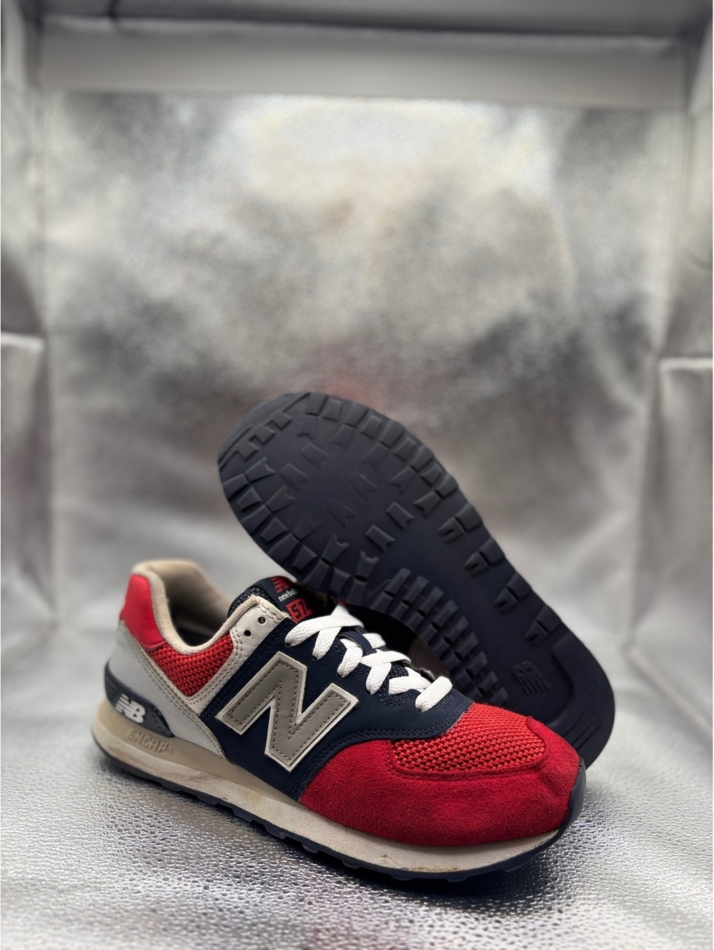 New balance 574 pebbled sport team red GS